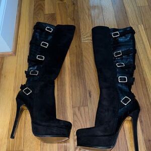 Bebe black knee heel boots